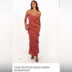 ISO!! Ciao Ruffles Maxi Dress in Rosewood Size Small